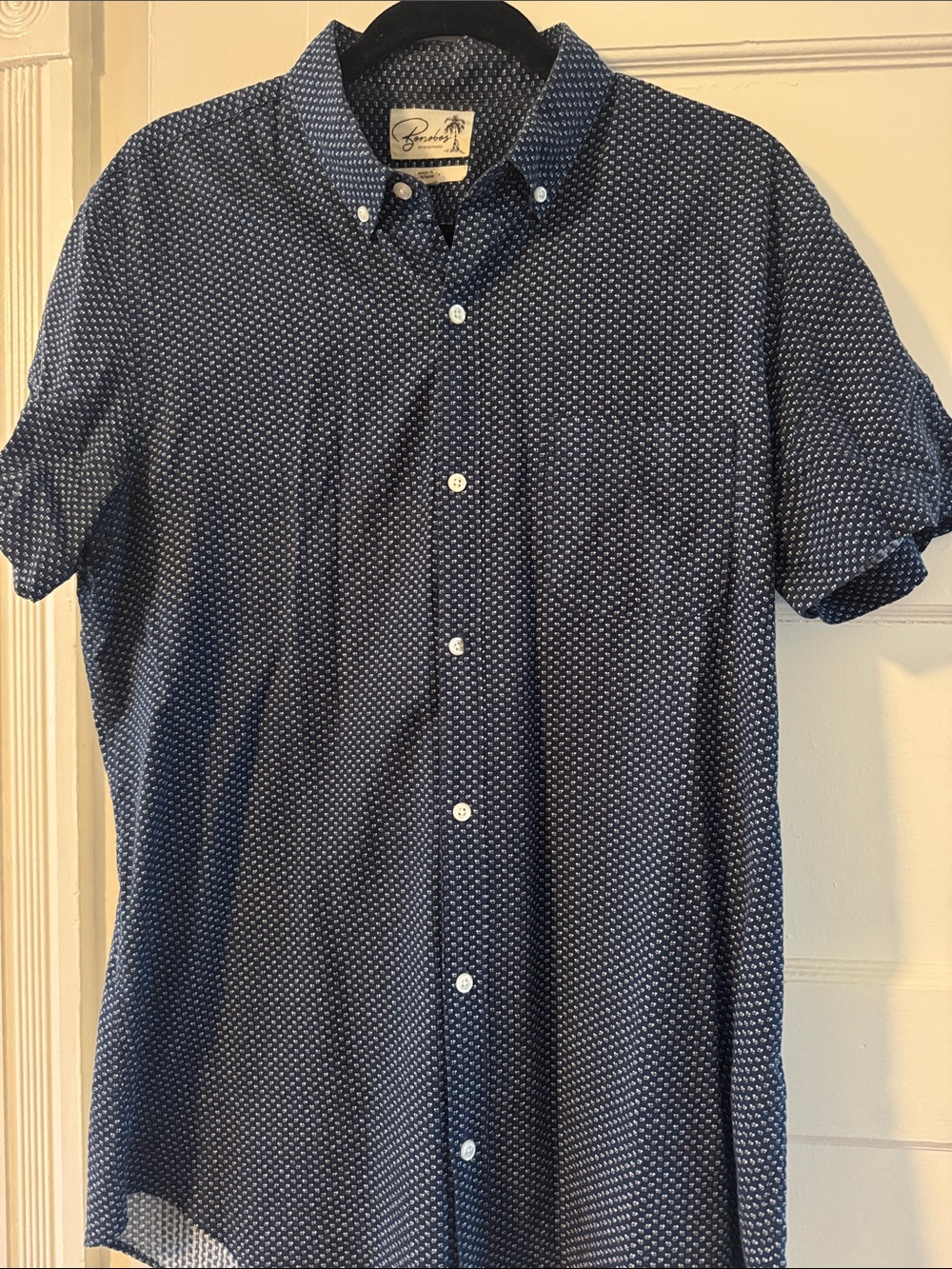 Bonobos Short-Sleeve Navy Patterned Button-Down Shirt